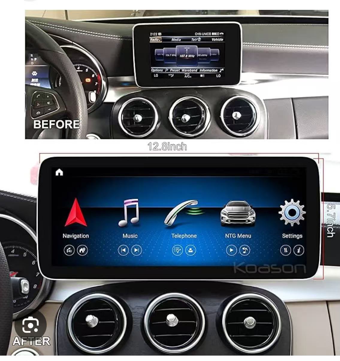Ecran Android 12,3 pouce Mercedes C300, 2017